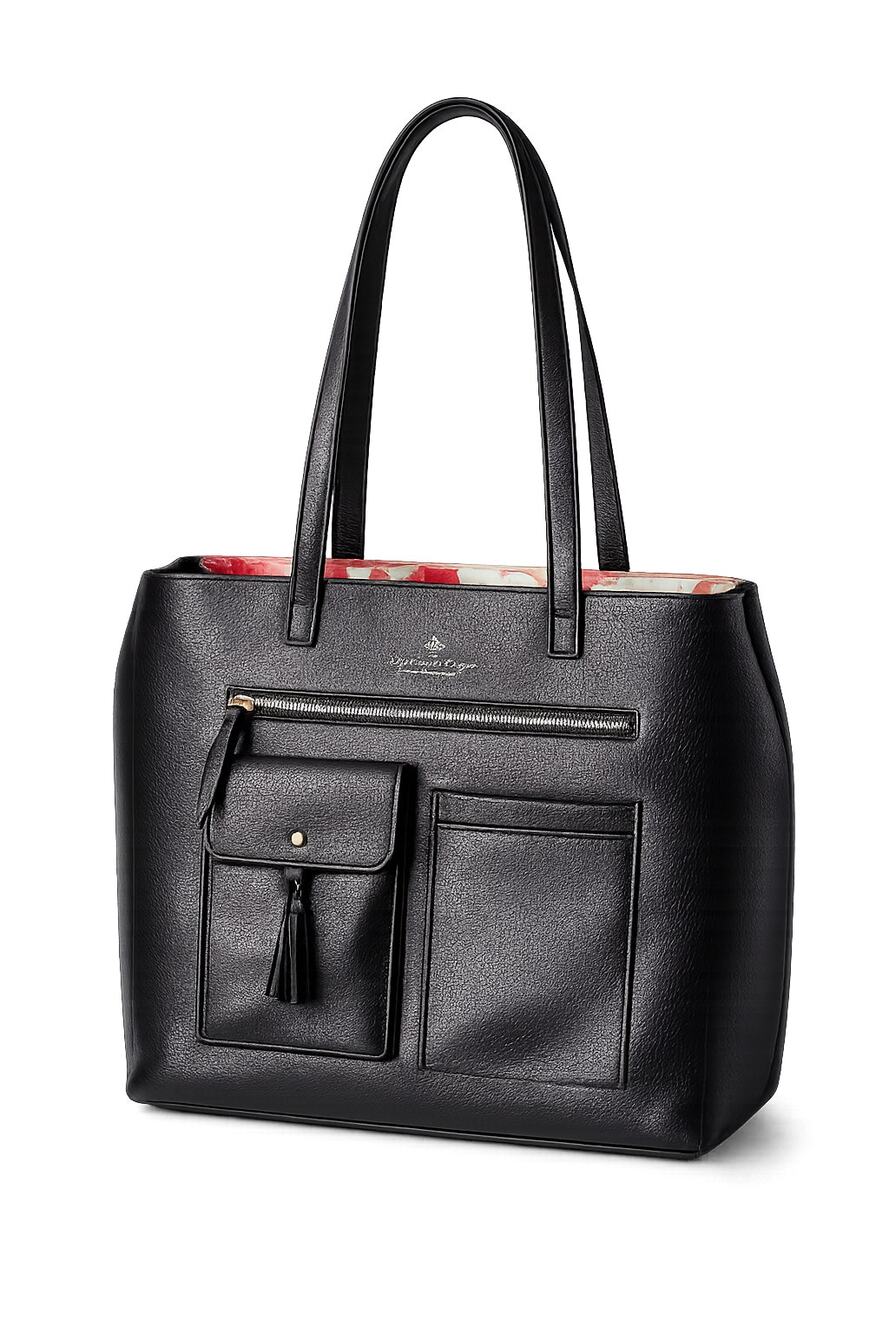 Nanette Lepore Blair Cargo Tote Purse Black Pebbled Vegan Leather Shoulder Bag